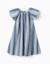 Robe évasée en coton à manches papillon Bleu clair 1 - vertbaudet enfant 