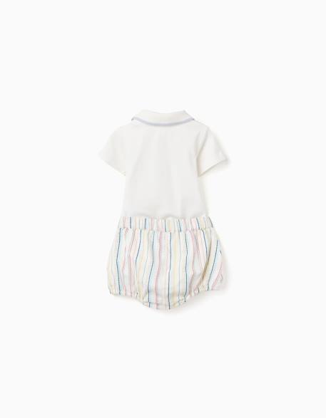 Body polo + short à rayures b&s Blanc 2 - vertbaudet enfant 