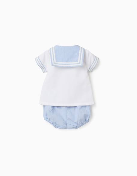 Chemise à manches courtes + short en coton Bleu clair 2 - vertbaudet enfant 
