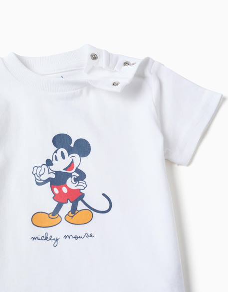Pyjama à manches courtes en coton avec mickey Blanc 3 - vertbaudet enfant 