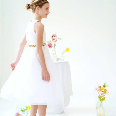 Robe cérémonie   et  longue  hepburn Blanc doré 2 - vertbaudet enfant 