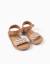 Sandales en cuir avec bride tressée et rembourrage Beige 2 - vertbaudet enfant 