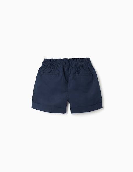 Short en popeline avec taille paperbag et plis Bleu foncé 2 - vertbaudet enfant 