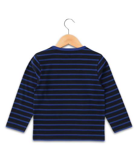 Mariniere manches longues 100% coton garçon Fond indigo raye bleu 3 - vertbaudet enfant 