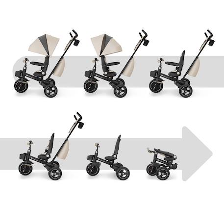 Tricycle Évolutif Kinderkraft SPINSTEP 2 PLUS avec Siège Pivotant 360°, Dossier Réglable, Capote UPF50+ et Roue Libre Beige+Vert 2 - vertbaudet enfant 
