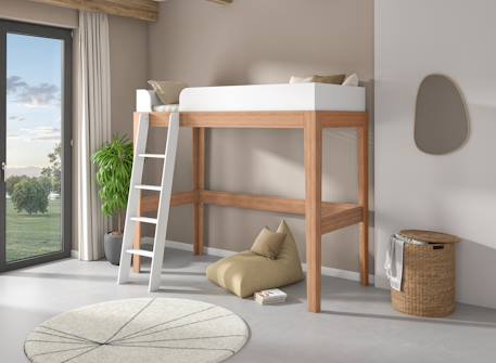 Lit mezzanine harmonie Blanc & hêtre massif 1 - vertbaudet enfant 