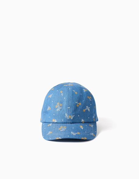 Fille-Casquette en jean avec motif floral