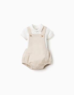 -Ensemble body-polo + barboteuse en sergé