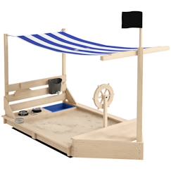 Bac à sable bateau de pirate en bois avec jeu de cuisine et 6 accessoires  - vertbaudet enfant