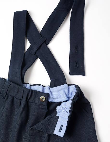 Short en piqué de coton avec bretelles Bleu foncé 3 - vertbaudet enfant 