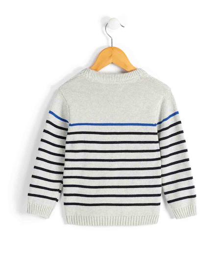Pull garçon Fond gris chine raye indigo 2 - vertbaudet enfant 