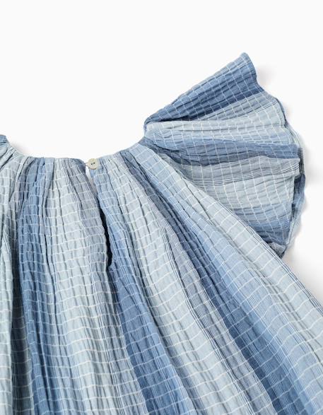 Robe évasée en coton à manches papillon Bleu clair 3 - vertbaudet enfant 