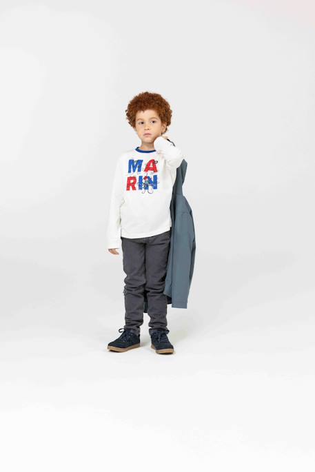 T-shirt manches longues 100% coton garçon Blanc casse 2 - vertbaudet enfant 