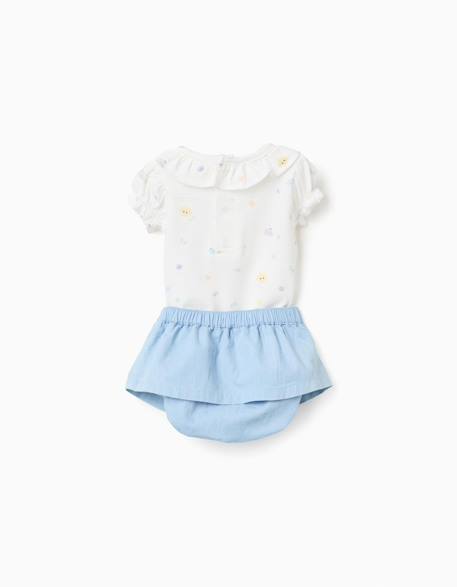 Body avec motif + jupe en jean Bleu clair 2 - vertbaudet enfant 