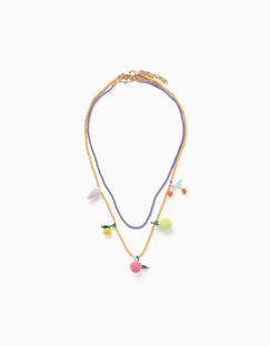 Lot de 2 colliers de perles avec pendentifs en forme de fruits  - vertbaudet enfant