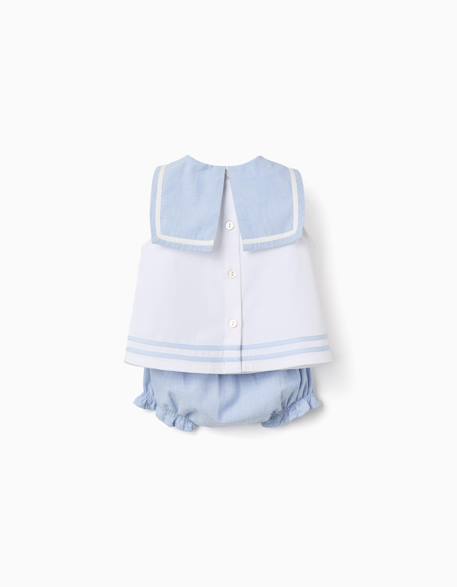 Blouse sans manches + bloomer en coton Bleu clair 2 - vertbaudet enfant 