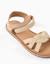 Sandales en cuir avec brides tressées et maintien du talon Beige clair 4 - vertbaudet enfant 