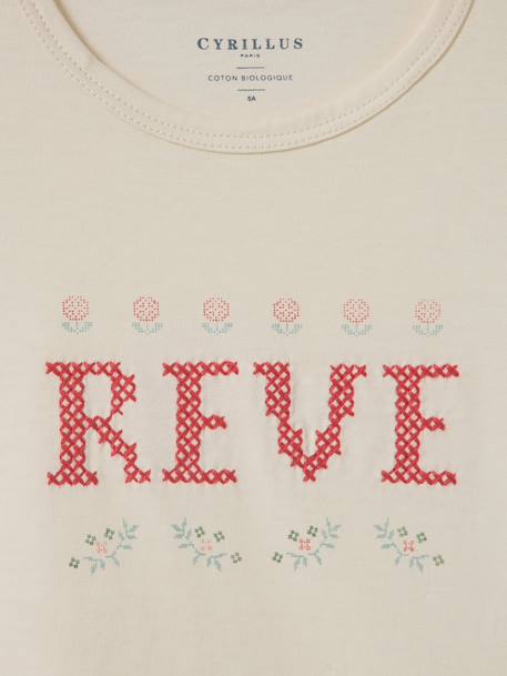 T-shirt brodé - coton biologique Ecru 2 - vertbaudet enfant 