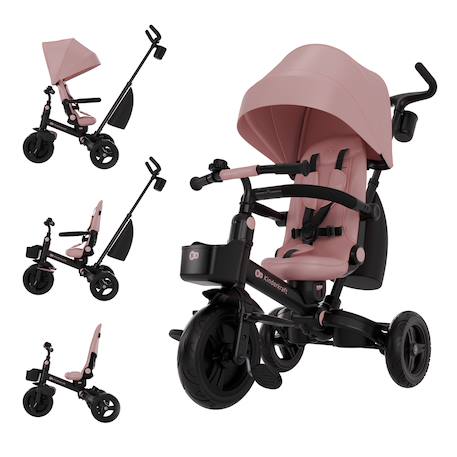 Tricycle Kinderkraft AVEO 2 PLUS Évolutif 6 Configurations avec Siège 360° CLICK&TWIST, Position Allongée et Pliage Rapide Beige+Gris+Rose+Vert 13 - vertbaudet enfant 