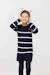 Robe manches longues fille Fond indigo raye blanc casse 1 - vertbaudet enfant 