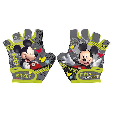 Gants mitaine de vélo Mickey Gris/vert 2 - vertbaudet enfant 