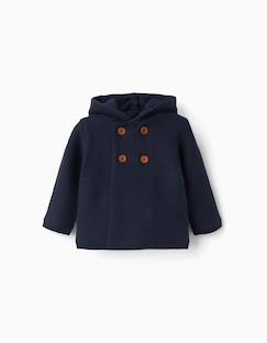 -Gilet en maille avec capuche et pompon