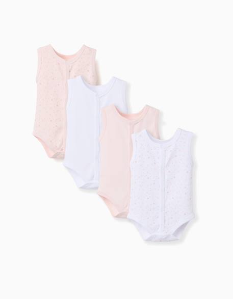 4 bodies en coton sans manches Multicolore 1 - vertbaudet enfant 