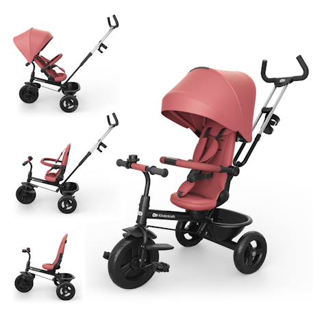 Tricycle Kinderkraft ASTON 2 PLUS Évolutif 6-en-1 avec Siège 360° CLICK & TWIST, Position Semi-Allongée et Poignée Réglable Bleu+Gris+Rose+Vert 13 - vertbaudet enfant 