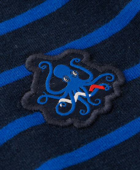 Mariniere manches longues 100% coton garçon Fond indigo raye bleu 4 - vertbaudet enfant 