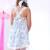 Robe cérémonie  fleurie   à bretelles croisées  anaïs Bleu ciel rose 2 - vertbaudet enfant 