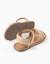 Sandales en cuir avec brides tressées et maintien du talon Beige clair 3 - vertbaudet enfant 