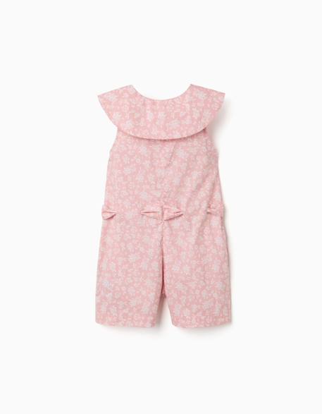 Combinaison en popeline avec motif floral et ceinture Bleu clair 3 - vertbaudet enfant 