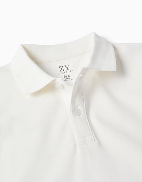 Polo en coton piqué à manches courtes Blanc+Bleu clair+Bleu foncé+Jaune clair+Orange sombre+Vert foncé 3 - vertbaudet enfant 