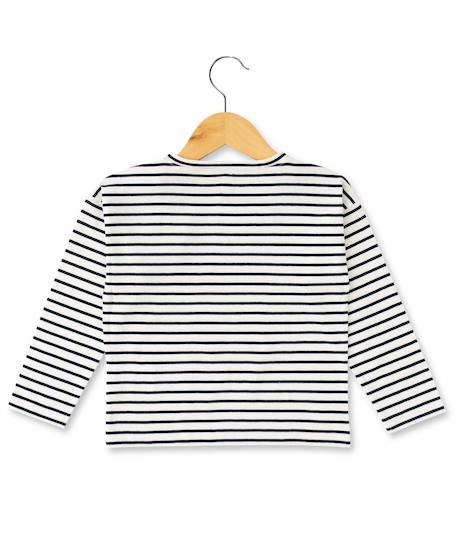 Mariniere manches longues 100% coton fille Fond blanc casse raye indigo 3 - vertbaudet enfant 
