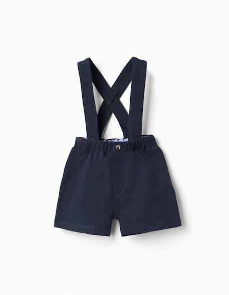 Bébé-Short en piqué de coton avec bretelles