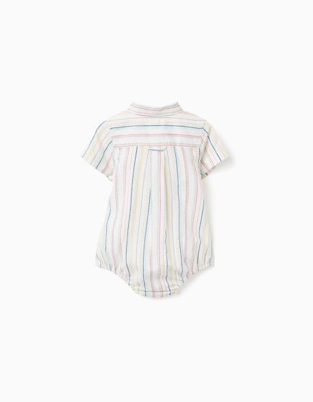 Body-chemise en coton à rayures ethniques b&s Blanc 2 - vertbaudet enfant 