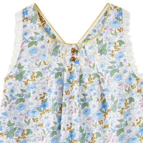 Robe cérémonie  fleurie   à bretelles croisées  anaïs Bleu ciel rose 6 - vertbaudet enfant 
