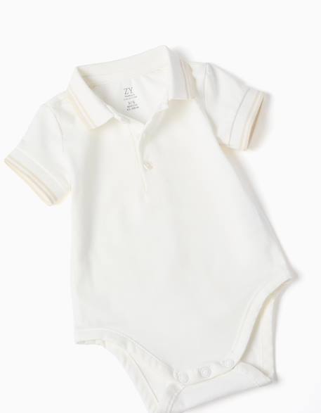 Ensemble body-polo + barboteuse en sergé Blanc 3 - vertbaudet enfant 