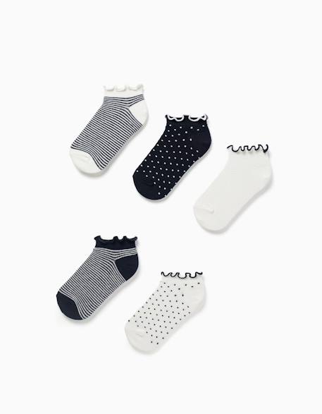 Fille-5 paires de chaussettes à rayures/à pois