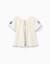 Blouse en coton et lin avec fleurs Beige clair 4 - vertbaudet enfant 