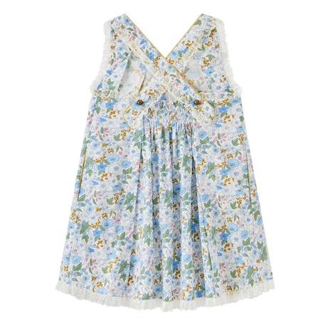 Robe cérémonie  fleurie   à bretelles croisées  anaïs Bleu ciel rose 4 - vertbaudet enfant 