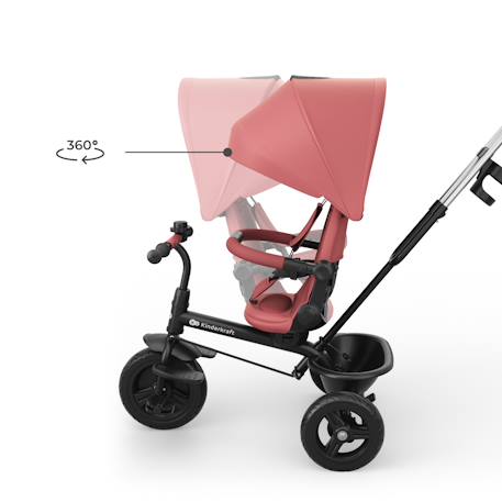Tricycle Kinderkraft ASTON 2 PLUS Évolutif 6-en-1 avec Siège 360° CLICK & TWIST, Position Semi-Allongée et Poignée Réglable Bleu+Gris+Rose+Vert 14 - vertbaudet enfant 