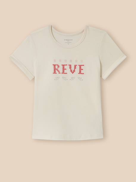 Fille-T-shirt brodé - coton biologique