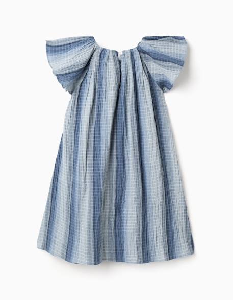 Robe évasée en coton à manches papillon Bleu clair 2 - vertbaudet enfant 