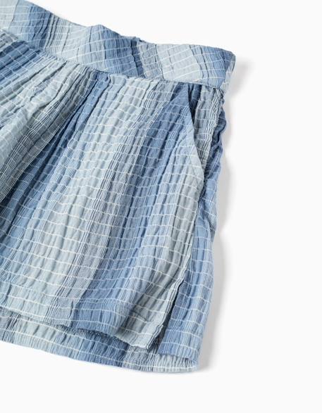 Short en coton à rayures et taille élastique Bleu clair 4 - vertbaudet enfant 