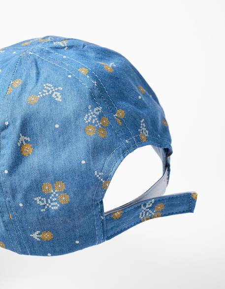 Casquette en jean avec motif floral Bleu 3 - vertbaudet enfant 
