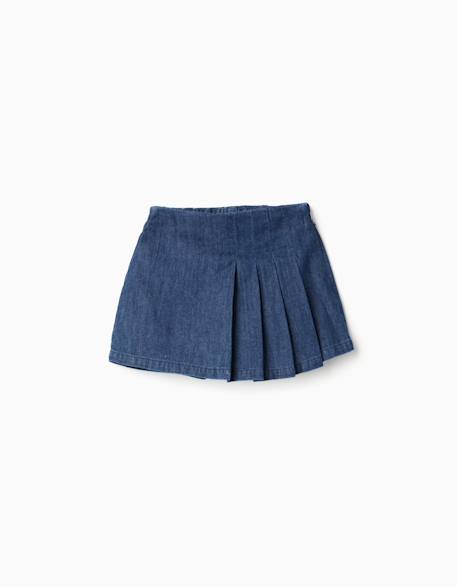 Fille-Jupe-short en jean avec plis sur le devant