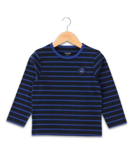 Mariniere manches longues 100% coton garçon Fond indigo raye bleu 2 - vertbaudet enfant 