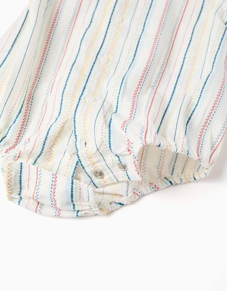 Body-chemise en coton à rayures ethniques b&s Blanc 4 - vertbaudet enfant 