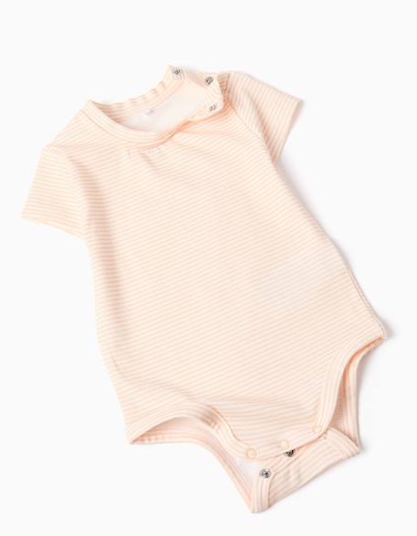 Body à rayures + short en jean Bleu clair 3 - vertbaudet enfant 